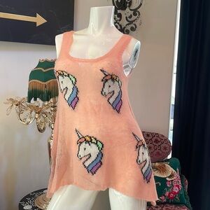 Peach colored tank sweater by Wildfox white label